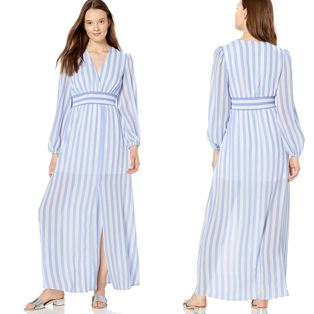 AVEC LES FILLES TRIP SMOCK WAIST MAXI DRES…